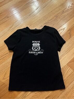 Garage Black Route 66 Biker Crew Graphic Tee